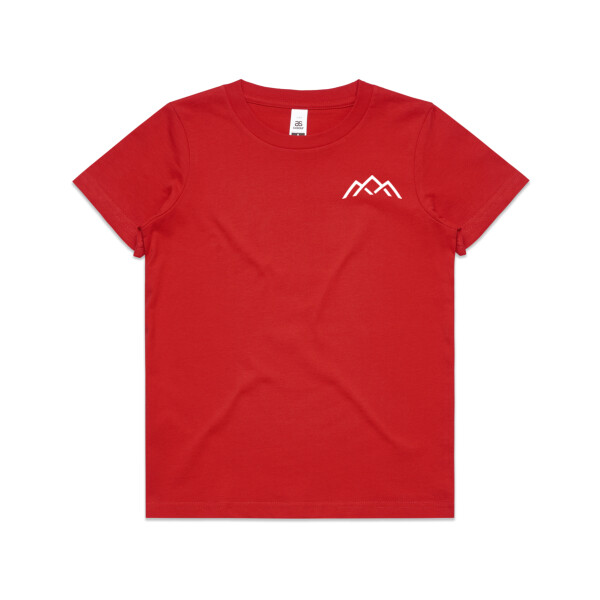 Kids mountain design with skiers, back Thumbnail