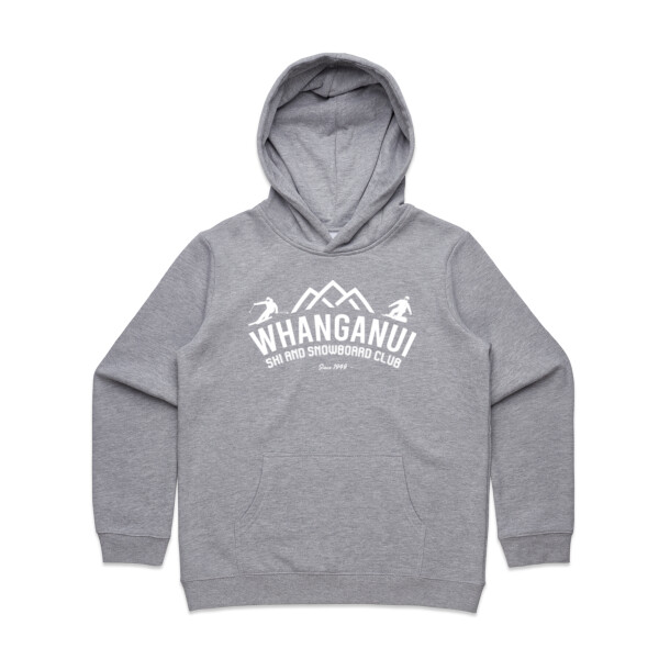 Kids mountain hoodie with skiers, front Thumbnail