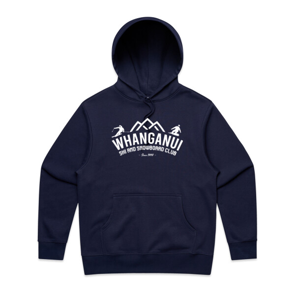Mens mountain hoodie with skiers, front Thumbnail
